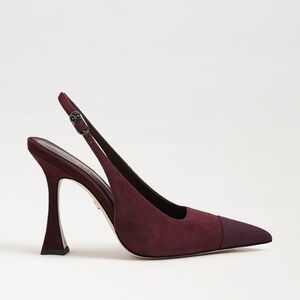 Sam Edelman ODETTE CAP TOE SLINGBACK PUMP in Parisian Plum Suede | LIKE NEW